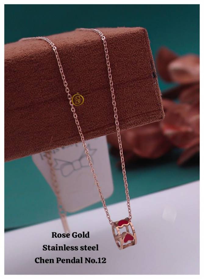 Daily Wear Rose Gold Stainless Steel Chain Pendal Wholesales Price In Surat
